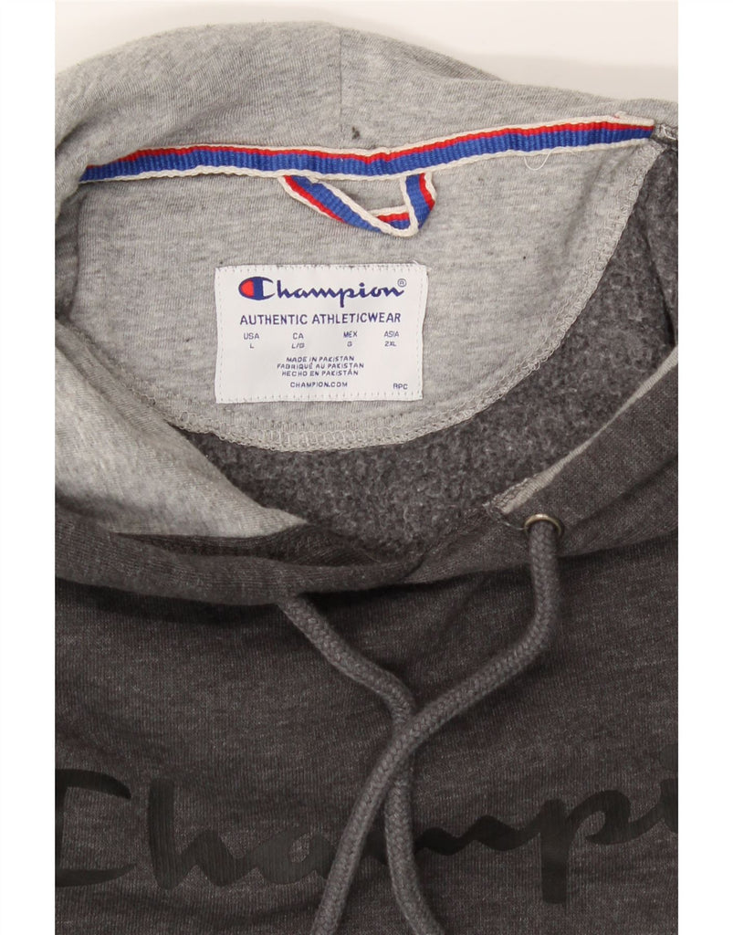 CHAMPION Mens Graphic Hoodie Jumper Large Grey Vintage Champion and Second-Hand Champion from Messina Hembry 