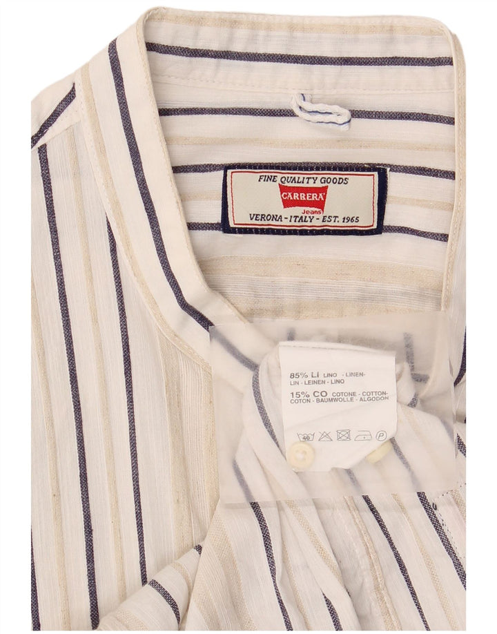 Carrera Mens Regular Fit Shirt Large White Striped Linen