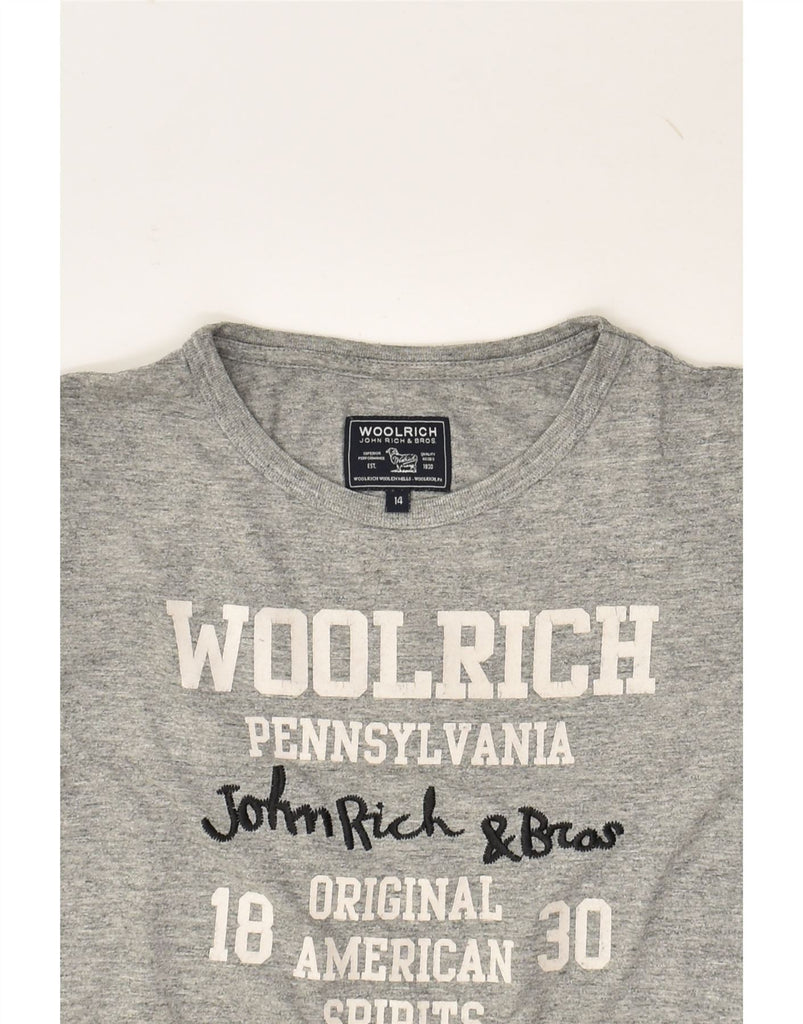 WOOLRICH Boys Graphic Top Long Sleeve 13-14 Years Grey | Vintage Woolrich | Thrift | Second-Hand Woolrich | Used Clothing | Messina Hembry 