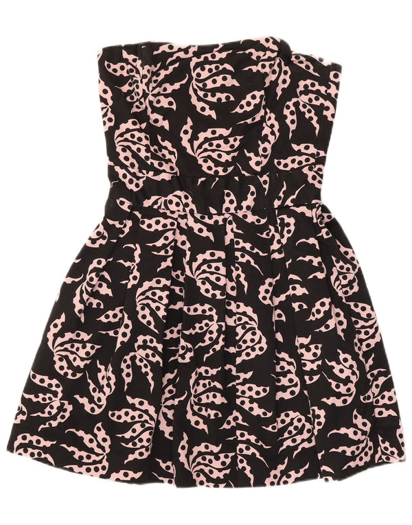 FRENCH CONNECTION Womens Short Strapless Dress UK 4 XS Black Floral