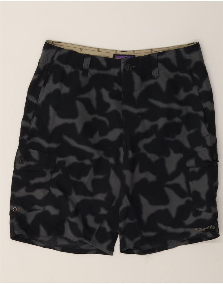 Patagonia Mens Cargo Shorts W30 Medium Black Camouflage Nylon