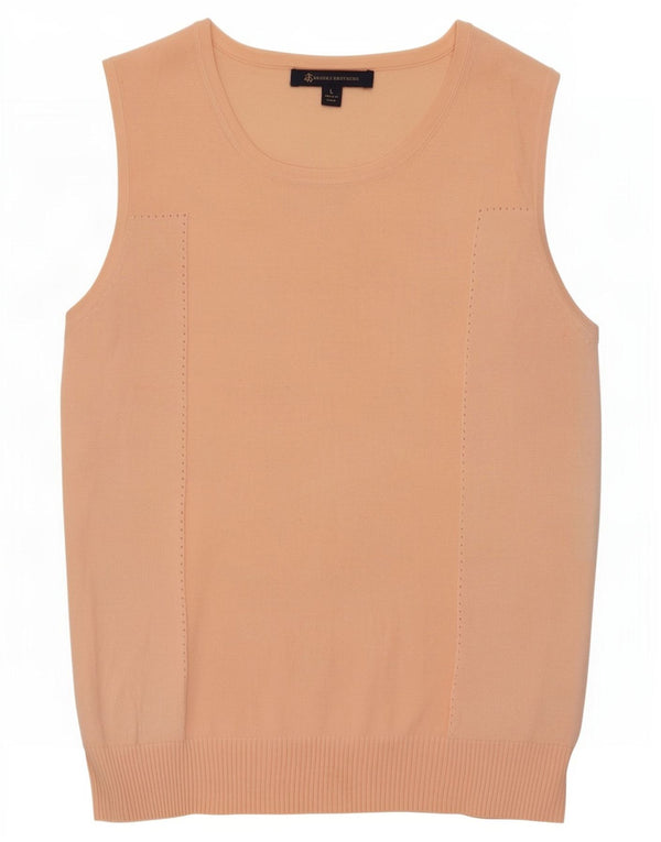 Brooks Brothers Womens Vest Tank Top UK 14 Large Pink Cotton