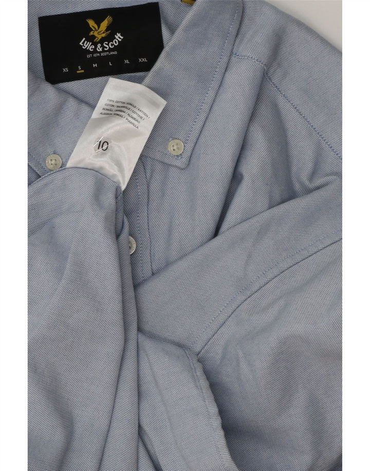 Lyle & Scott Mens Short Sleeve Shirt Small Blue Cotton