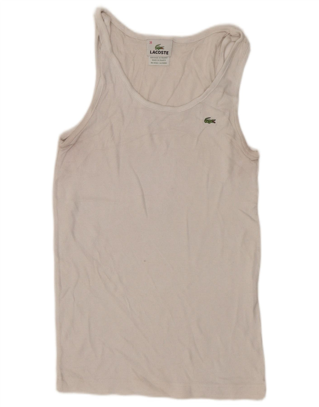 Lacoste Womens Vest Top Size 38 Medium White Cotton
