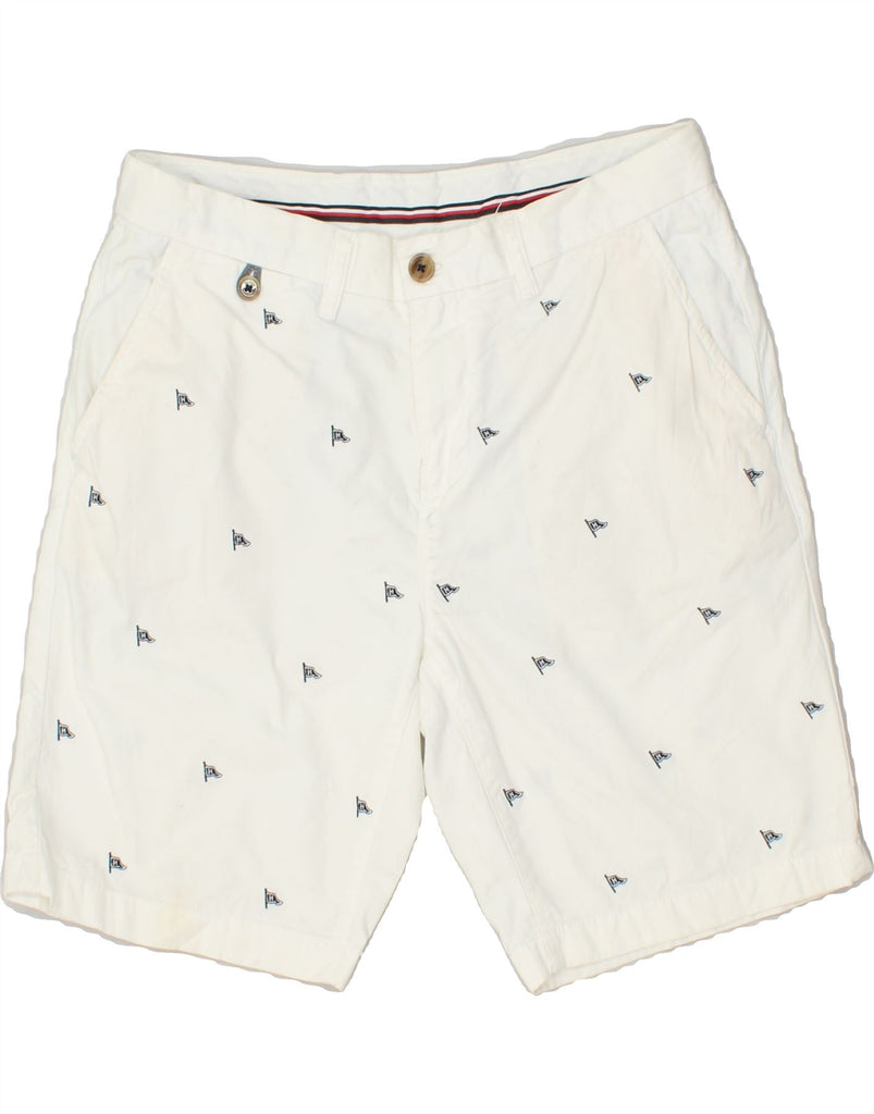 TOMMY HILFIGER Mens Graphic Chino Shorts W30 Medium White Spotted Cotton Vintage Tommy Hilfiger and Second-Hand Tommy Hilfiger from Messina Hembry 