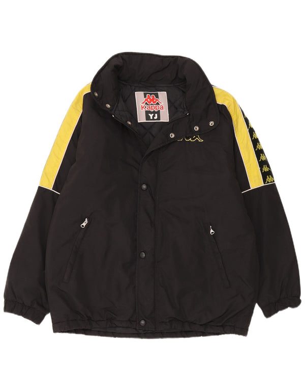 Kappa Boys Graphic Hooded Windbreaker Jacket 15-16 Years Black Colourblock
