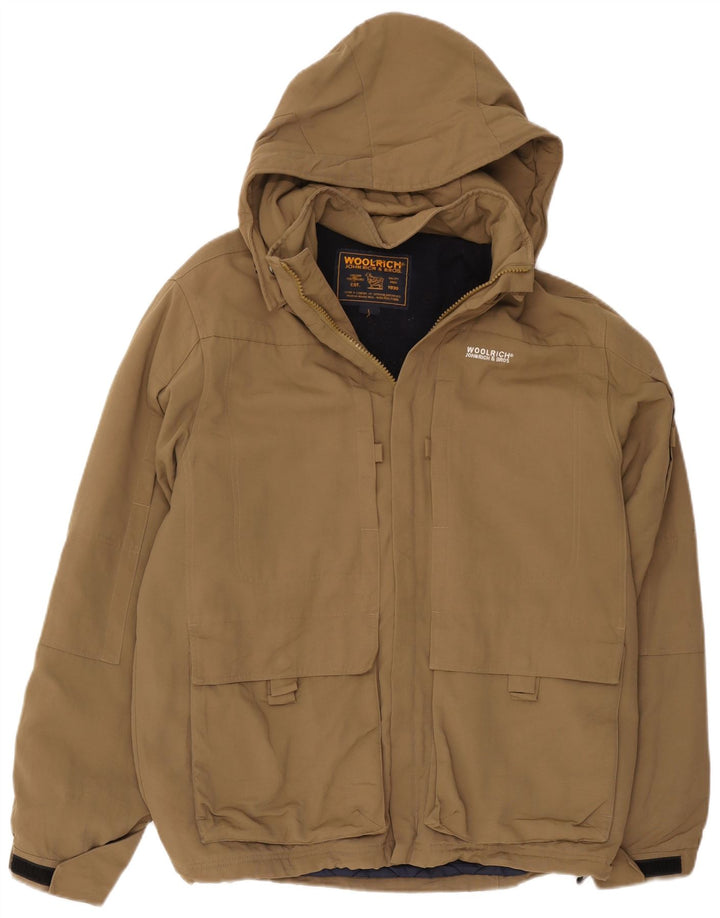 Woolrich Mens Hooded Windbreaker Jacket UK 40 Large Khaki Nylon