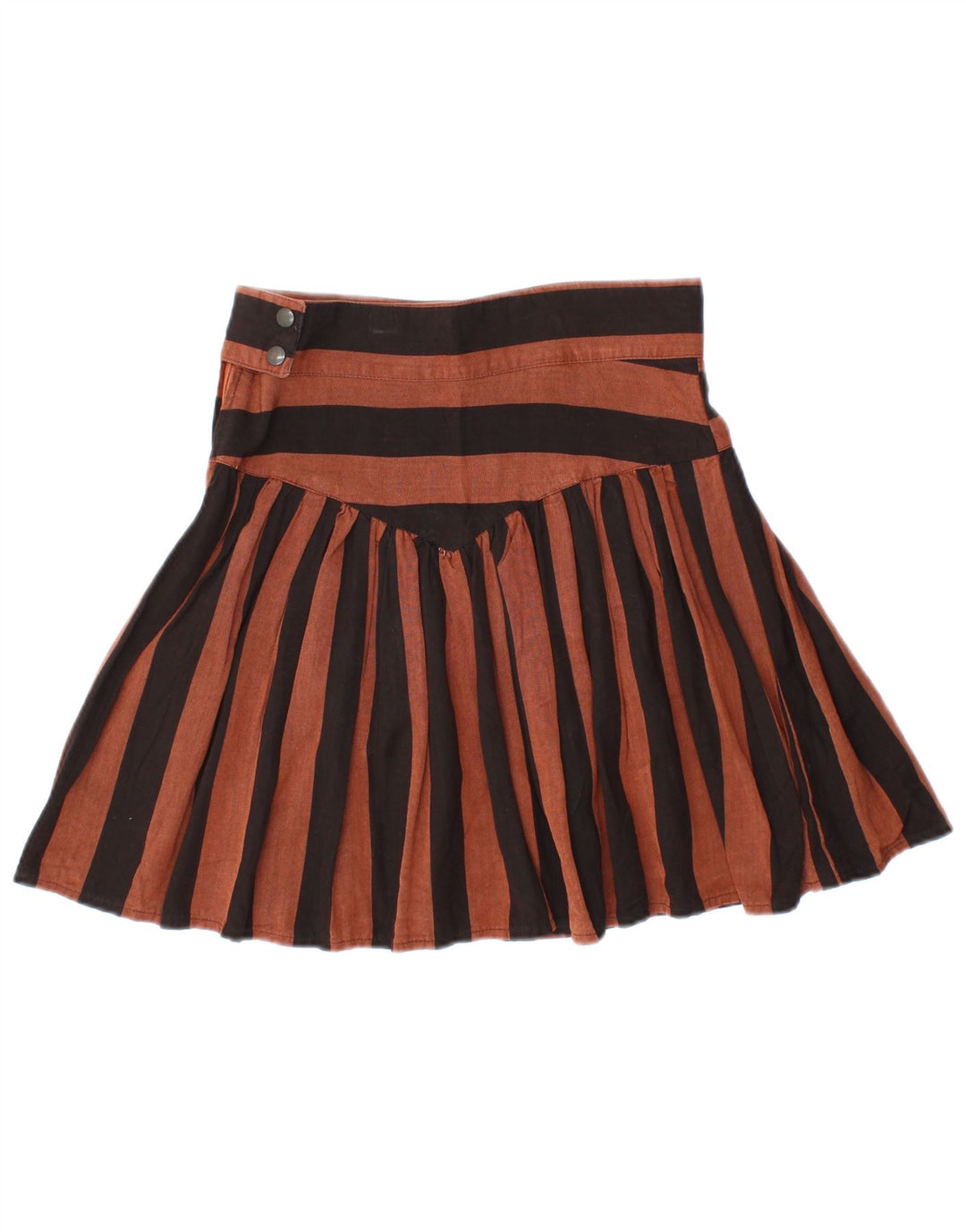 VINTAGE Womens Mini Pleated Skirt IT 44 Medium W28 Brown Striped Viscose