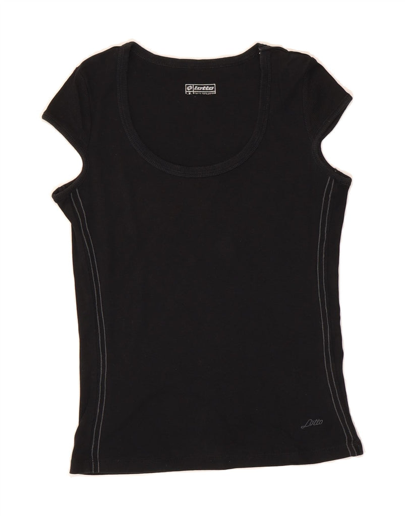 LOTTO Womens T-Shirt Top UK 12 Medium Black Vintage Lotto and Second-Hand Lotto from Messina Hembry 