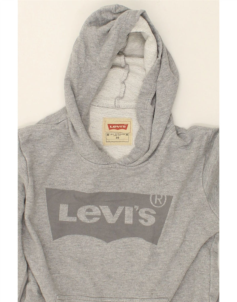 LEVI'S Boys Graphic Hoodie Jumper 9-10 Years Grey Cotton | Vintage Levi's | Thrift | Second-Hand Levi's | Used Clothing | Messina Hembry 