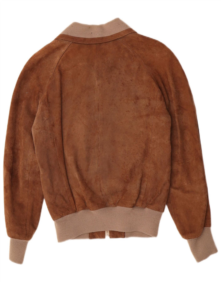 Vintage Mens Suede Bomber Jacket IT 48 Medium Brown Leather