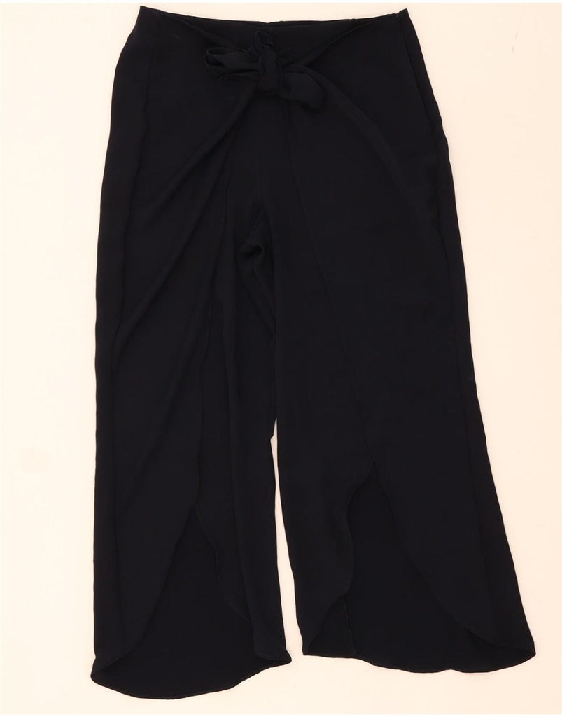 ZARA Womens Straight Cropped Trousers Large W30 L24 Navy Blue Vintage Zara and Second-Hand Zara from Messina Hembry 