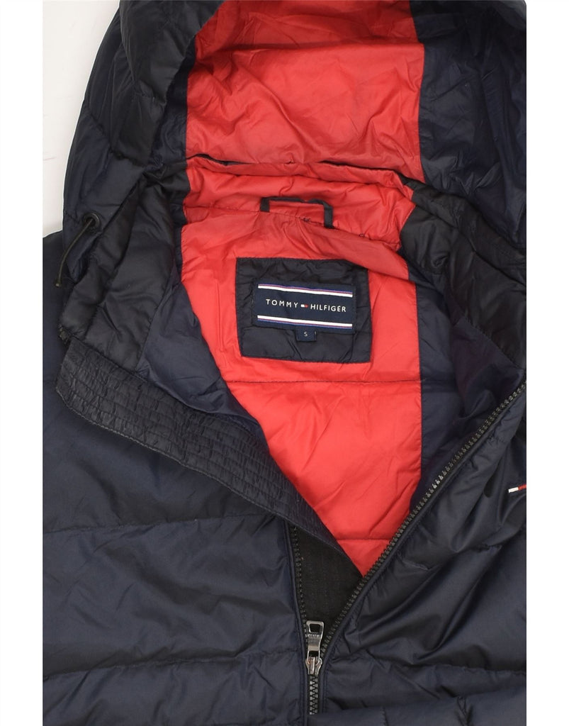 TOMMY HILFIGER Mens Hooded Padded Jacket UK 36 Small Navy Blue Polyamide | Vintage Tommy Hilfiger | Thrift | Second-Hand Tommy Hilfiger | Used Clothing | Messina Hembry 