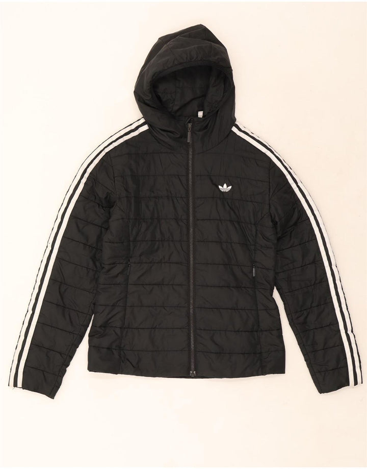 Adidas Womens Hooded Padded Jacket UK 8 Small Black Polyester