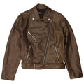 Zara Womens Faux Leather Biker Jacket UK 14 Medium Brown Polyethylene