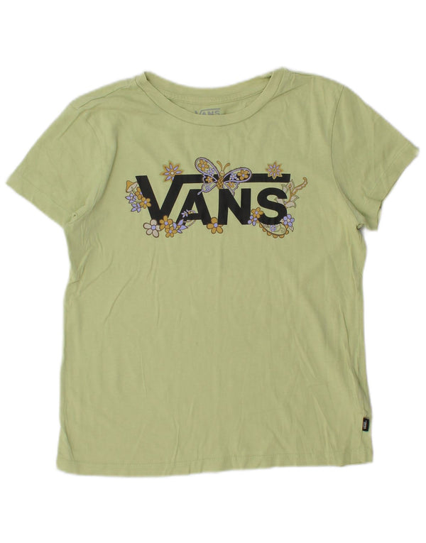 Vans Womens Crop Graphic T-Shirt Top UK 6 XS Green Floral Cotton