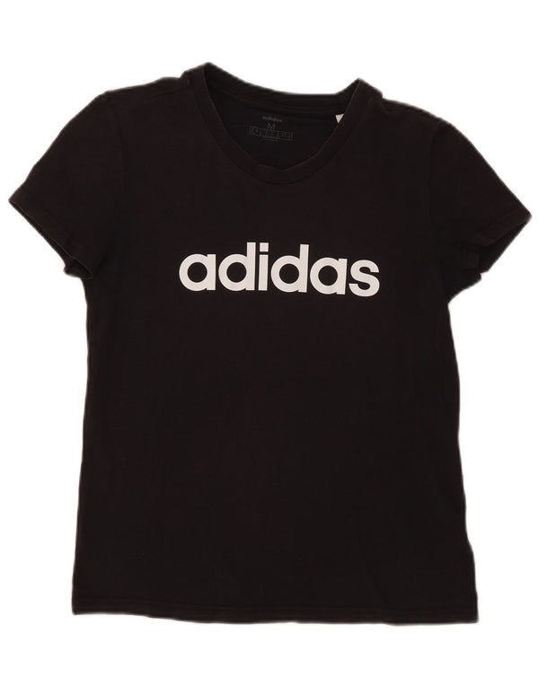 Adidas Womens Graphic T-Shirt Top UK 12/14 Medium Black Cotton