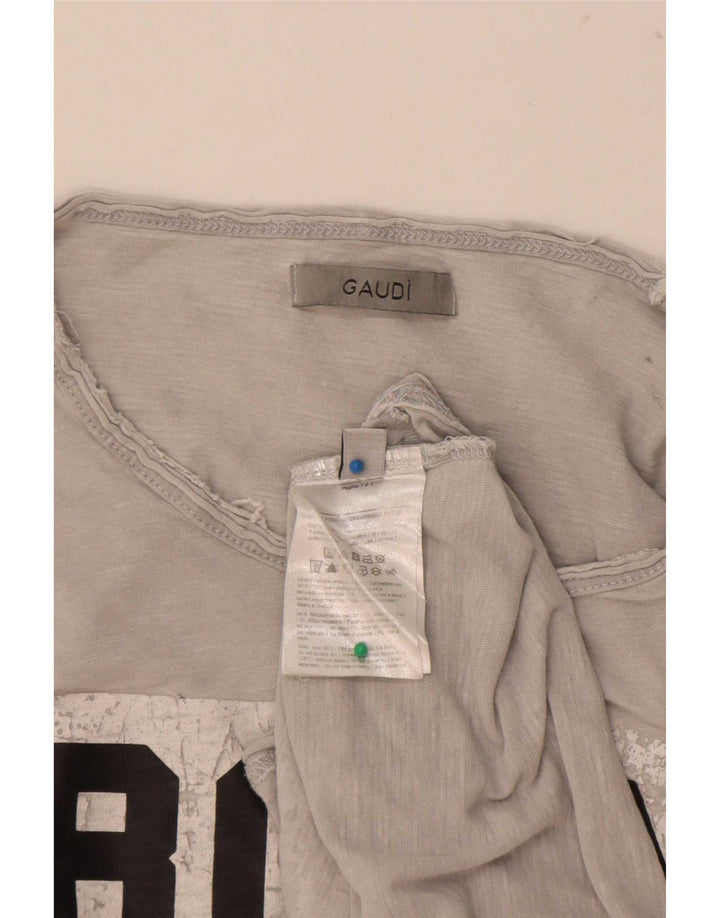 Gaudi Mens Graphic T-Shirt Top Medium Grey Cotton