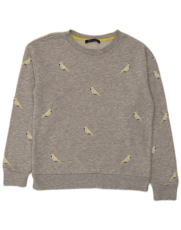 Marks & Spencer Womens Graphic Sweatshirt Jumper UK 10 Small Grey Polyester