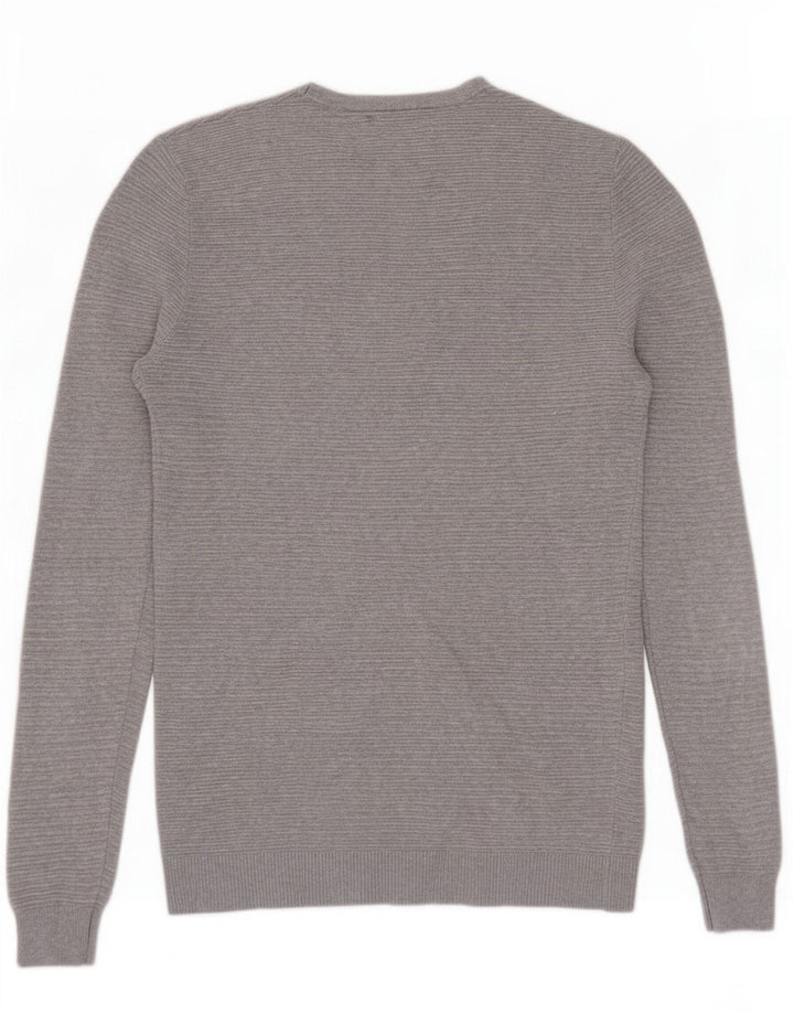 Zara Mens Crew Neck Jumper Sweater Medium Grey Cotton
