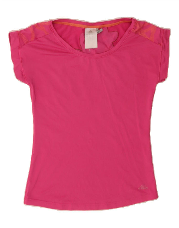 ADIDAS Womens Climacool Graphic T-Shirt Top UK 10 Small  Pink Polyester Vintage Adidas and Second-Hand Adidas from Messina Hembry 