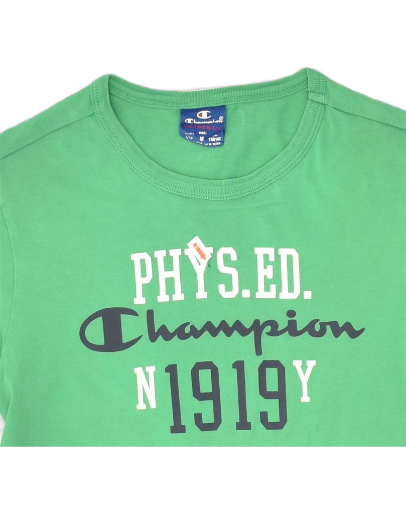 CHAMPION Boys Graphic T-Shirt Top 9-10 Years Medium Green Cotton | Vintage Champion | Thrift | Second-Hand Champion | Used Clothing | Messina Hembry 