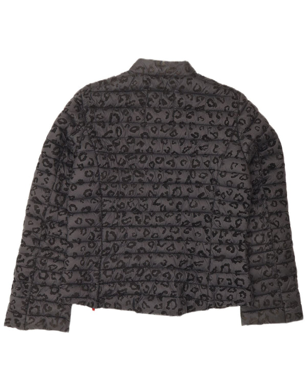 FRIEDA & FREDDIES Womens Padded Jacket EU 40 Medium Grey Animal Print