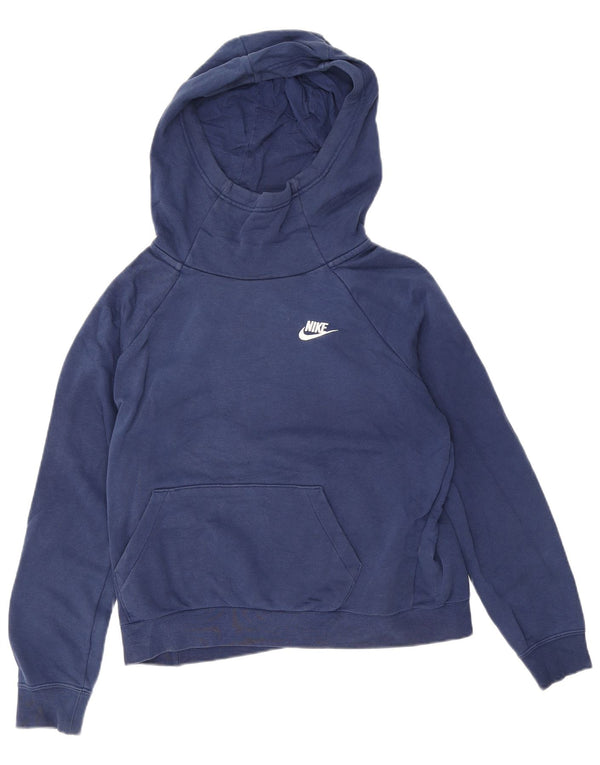 Nike Womens Oversized Hoodie Jumper UK 10 Small Navy Blue Cotton