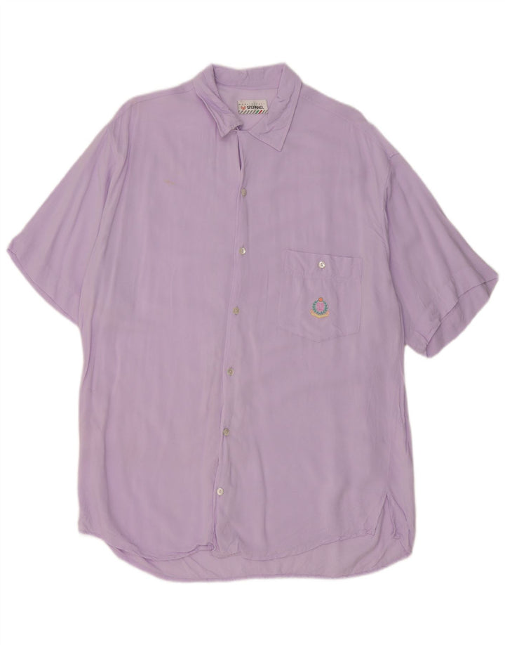 Stefanel Mens Short Sleeve Shirt Large Purple Viscose