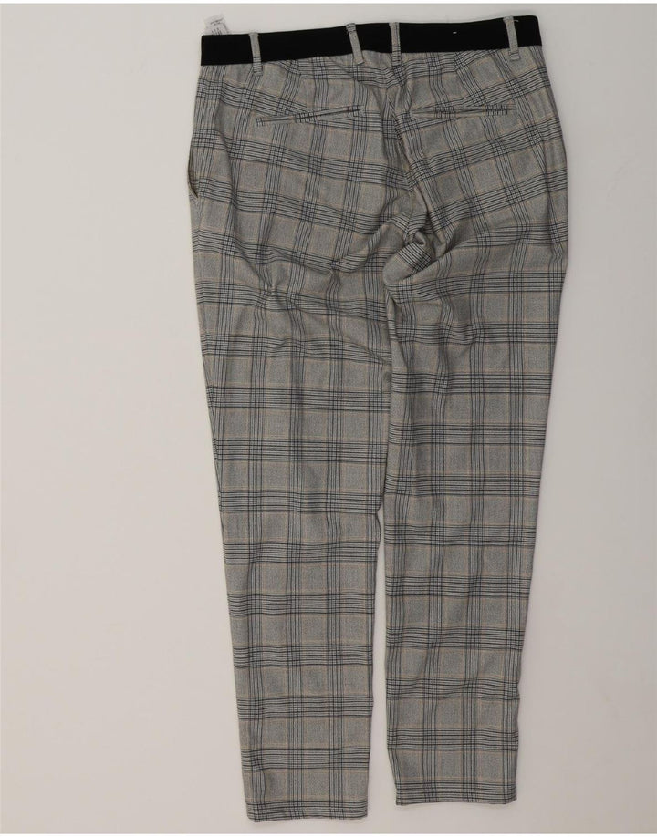 ZARA Womens Slim Casual Trousers Large W34 L30 Grey Check Polyester Vintage Zara and Second-Hand Zara from Messina Hembry 