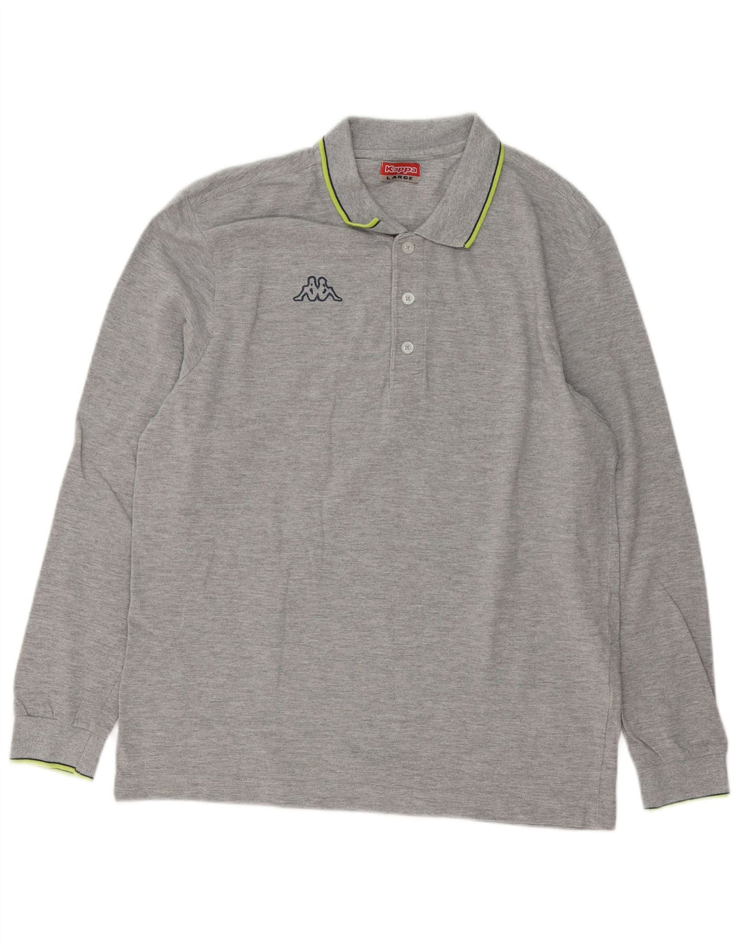 Kappa Mens Long Sleeve Regular Fit Polo Shirt Large Grey Cotton