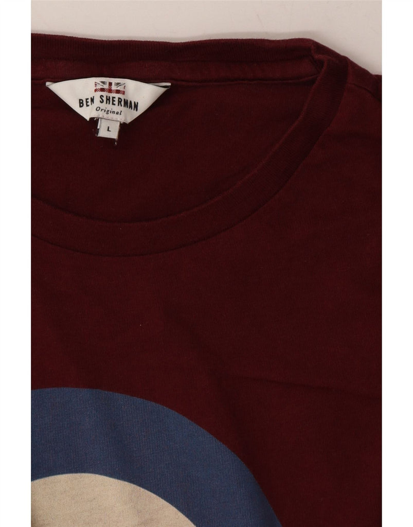 BEN SHERMAN Mens Originals Graphic T-Shirt Top Large Maroon Cotton Vintage Ben Sherman and Second-Hand Ben Sherman from Messina Hembry 