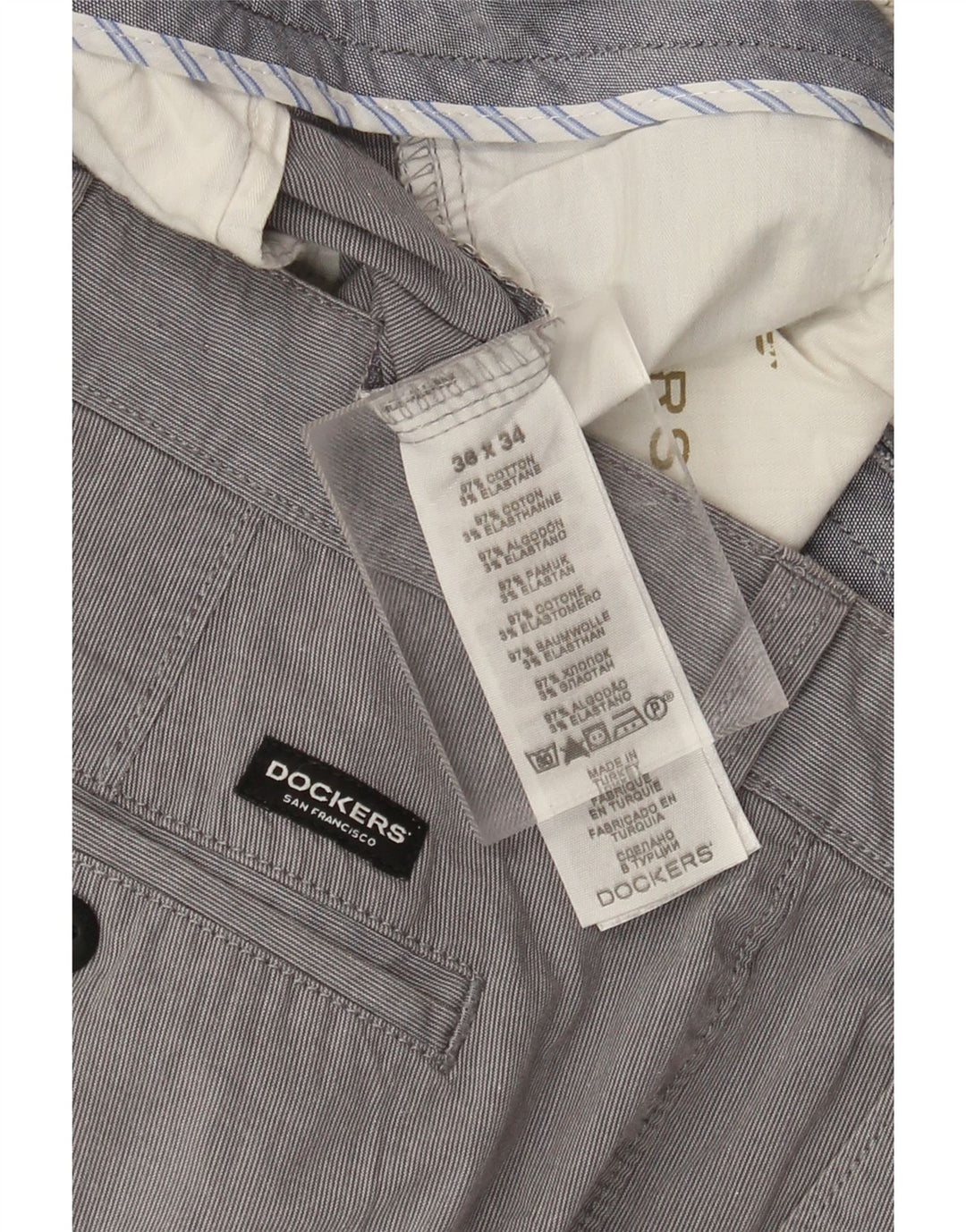 Dockers Mens Extra Sim Fit Chino Trousers W36 L34 Grey Cotton