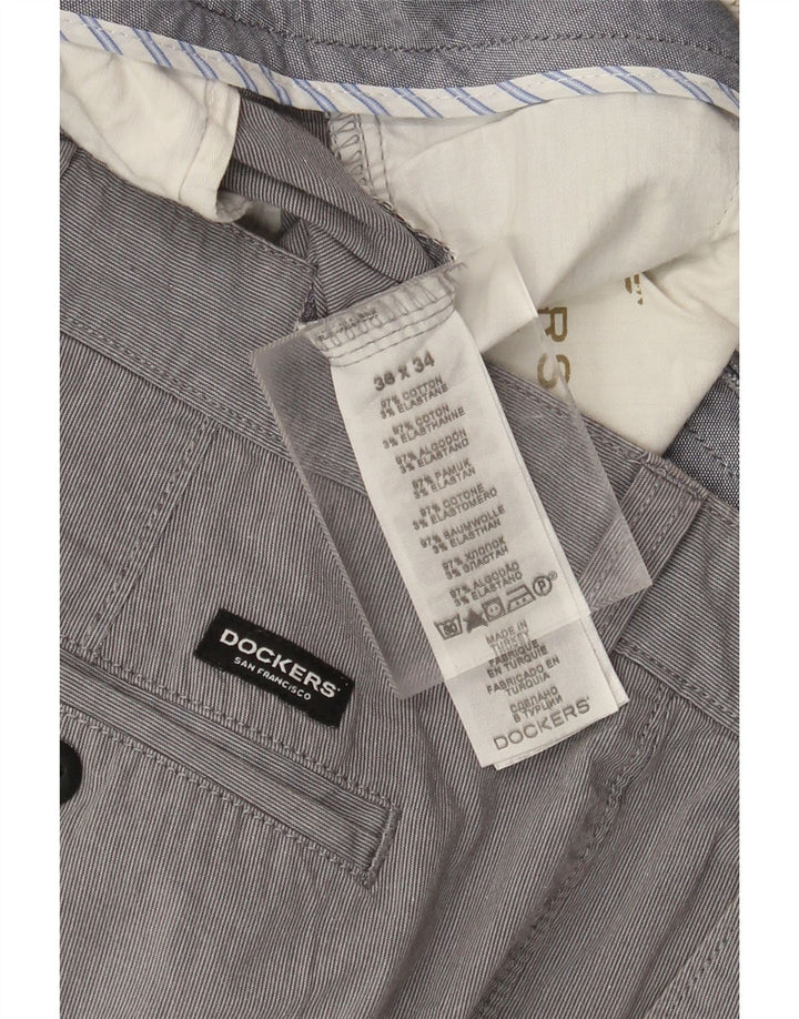 Dockers Mens Extra Sim Fit Chino Trousers W36 L34 Grey Cotton