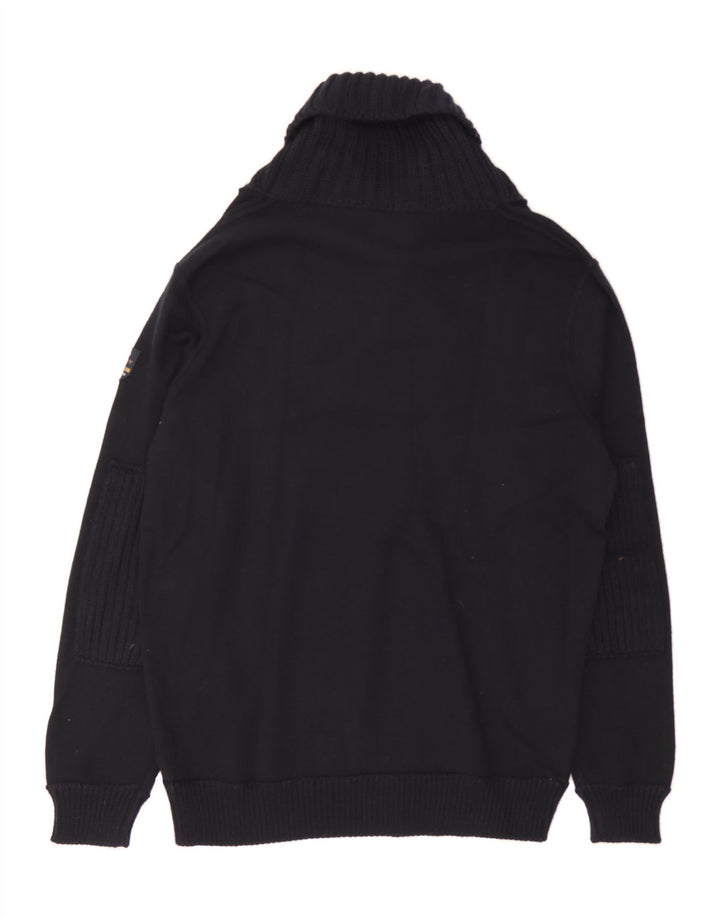 IL GRANCHIO Mens Shawl Neck Jumper Sweater IT 52 Large Navy Blue Wool Vintage Il Granchio and Second-Hand Il Granchio from Messina Hembry 