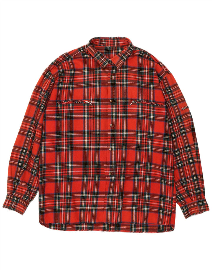 Vintage Mens Flannel Shirt XL Red Plaid