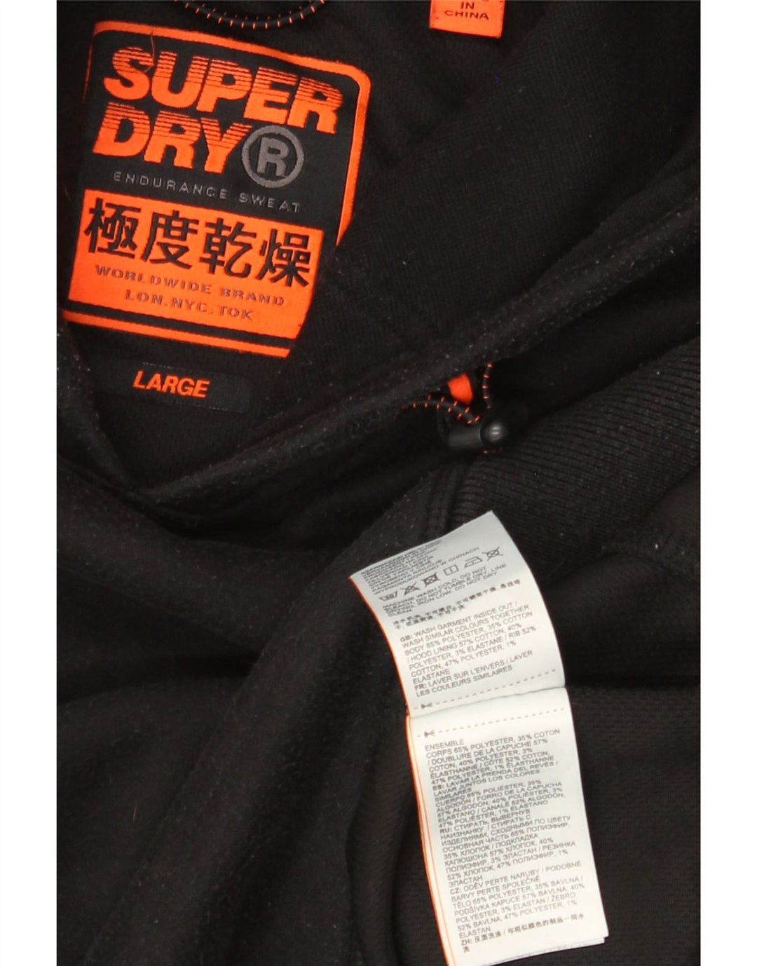 Superdry Mens Hoodie Jumper Large Black Polyester