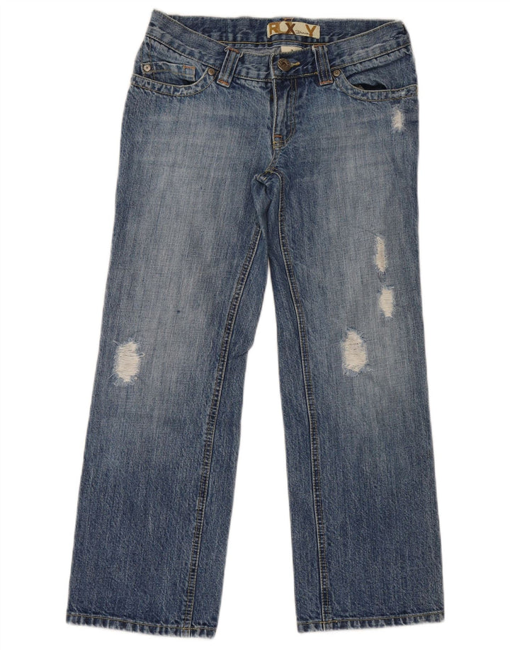 Roxy Womens Low Waist Distressed Straight Jeans US 3 Small W29 L27 Blue
