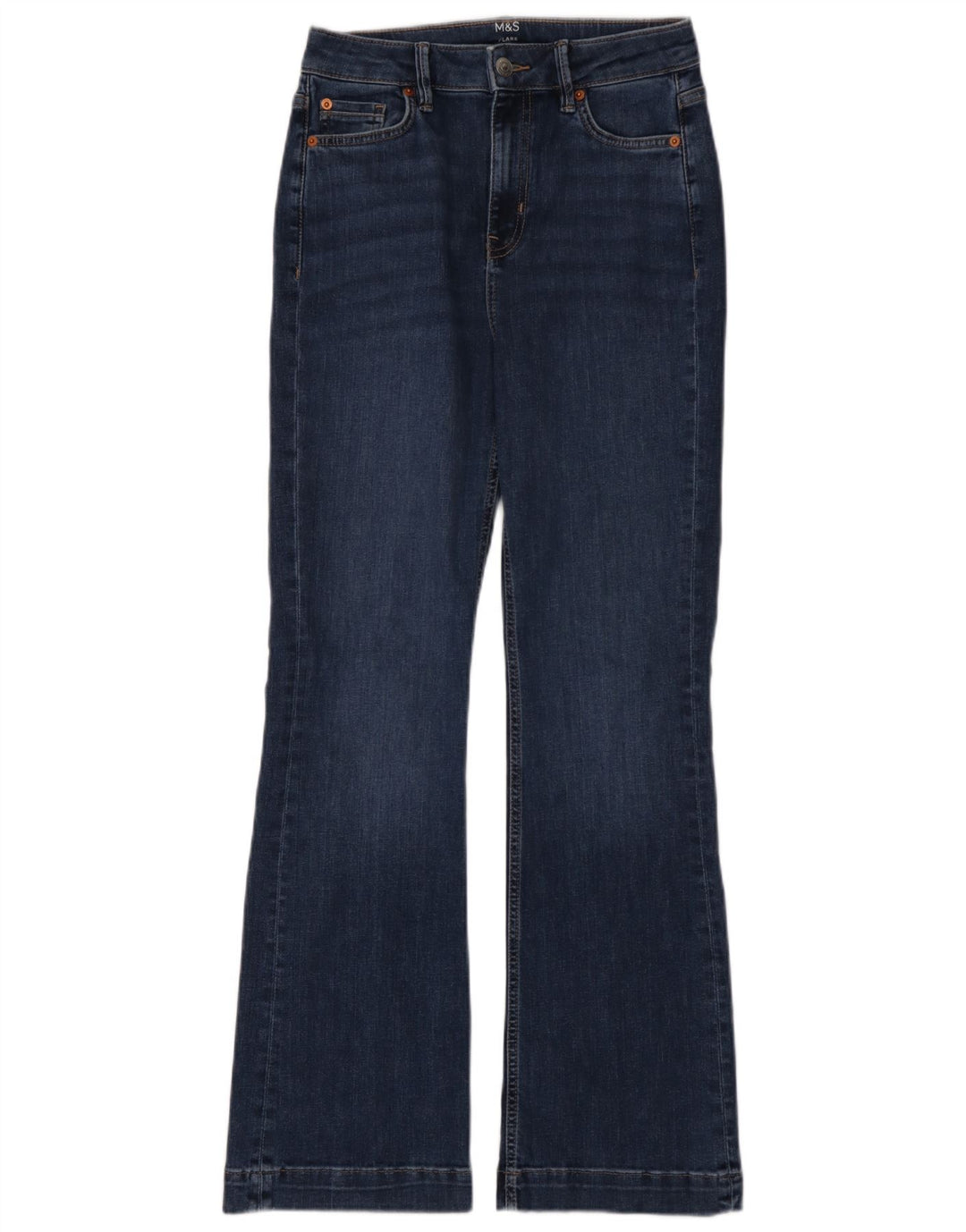 Marks & Spencer Womens Flared Jeans UK 10 Small W28 L31 Blue Cotton
