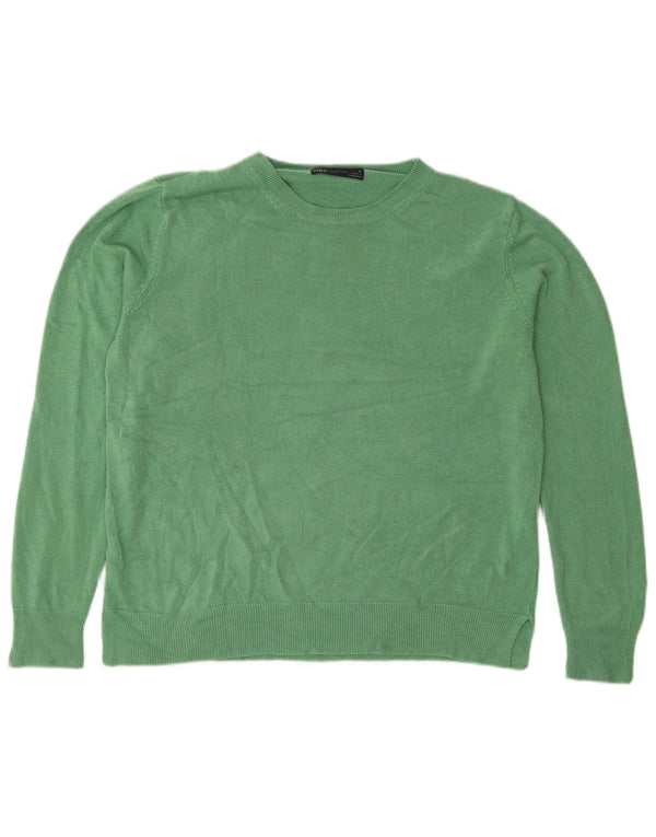 Marks & Spencer Womens Crew Neck Jumper Sweater UK 16 Large Green Acrylic