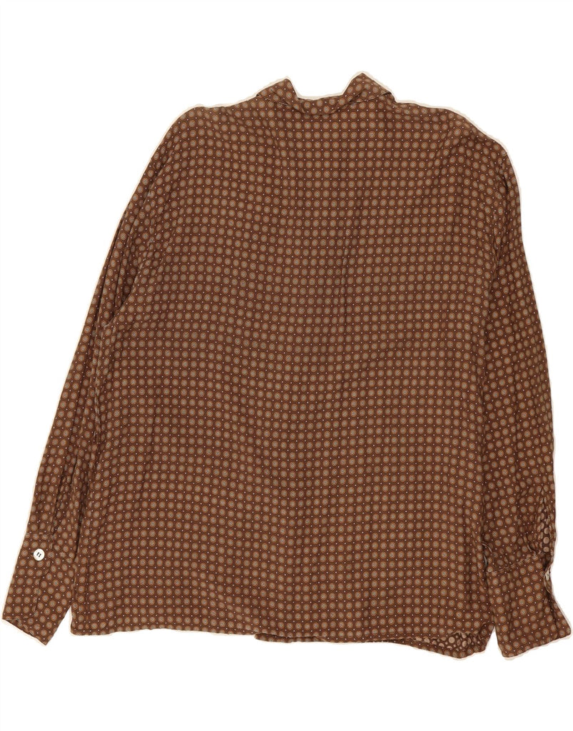 JOBIS Womens Front Tie Shirt Blouse IT 44 Medium Brown Spotted Viscose Vintage Jobis and Second-Hand Jobis from Messina Hembry 