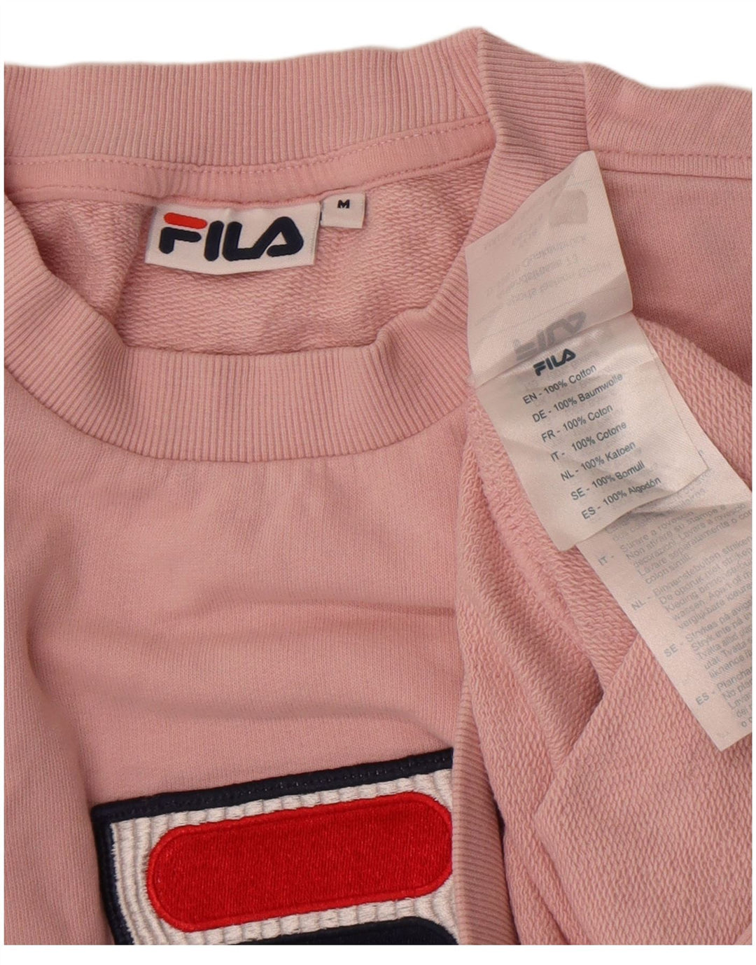 Fila Womens Graphic Sweatshirt Jumper UK 14 Medium Pink Cotton