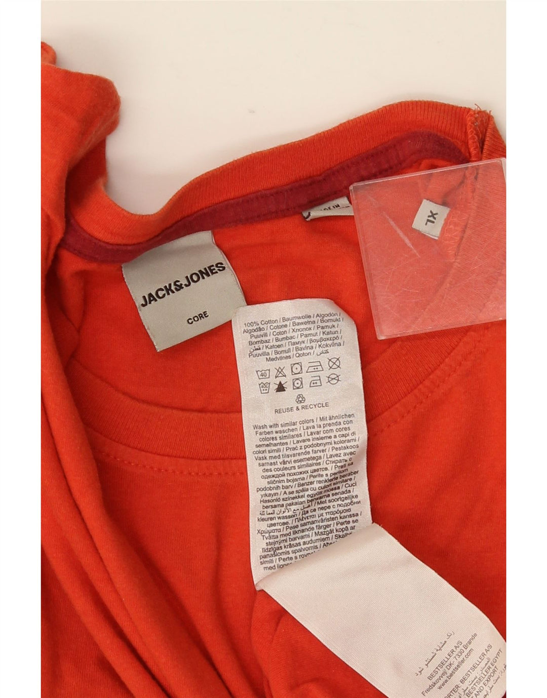 JACK & JONES Mens T-Shirt Top XL Orange Cotton