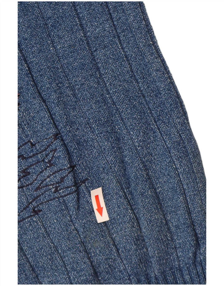 Vintage Mens Graphic V-Neck Jumper Sweater XL Blue Cotton Comics