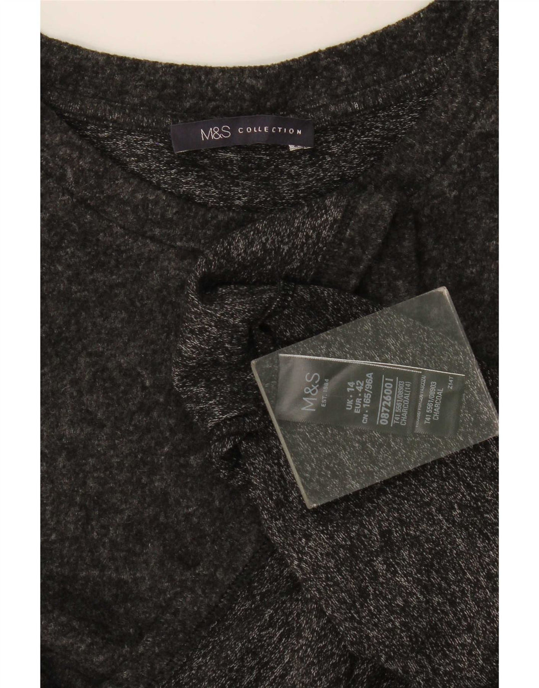 Marks & Spencer Womens Top Long Sleeve UK 14 Large Grey Polyester