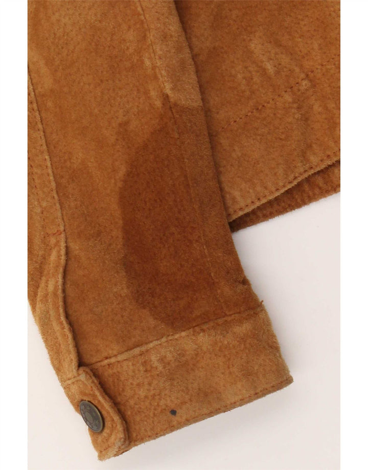 Vintage Womens Suede Jacket EU 36 Small Beige Leather