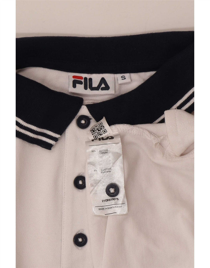 Fila Mens Polo Shirt Small White Colourblock Cotton