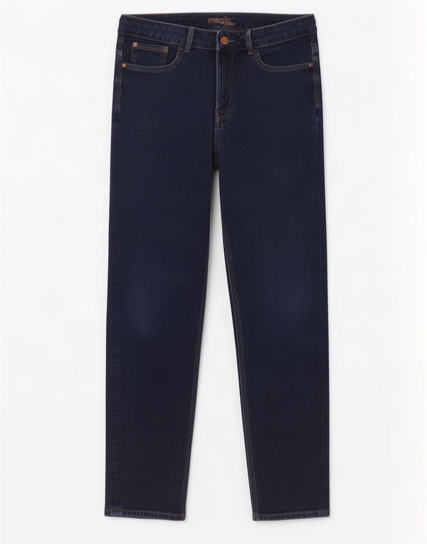 Marks & Spencer Womens Straight Jeans UK 14 Large W32 L29 Navy Blue Cotton