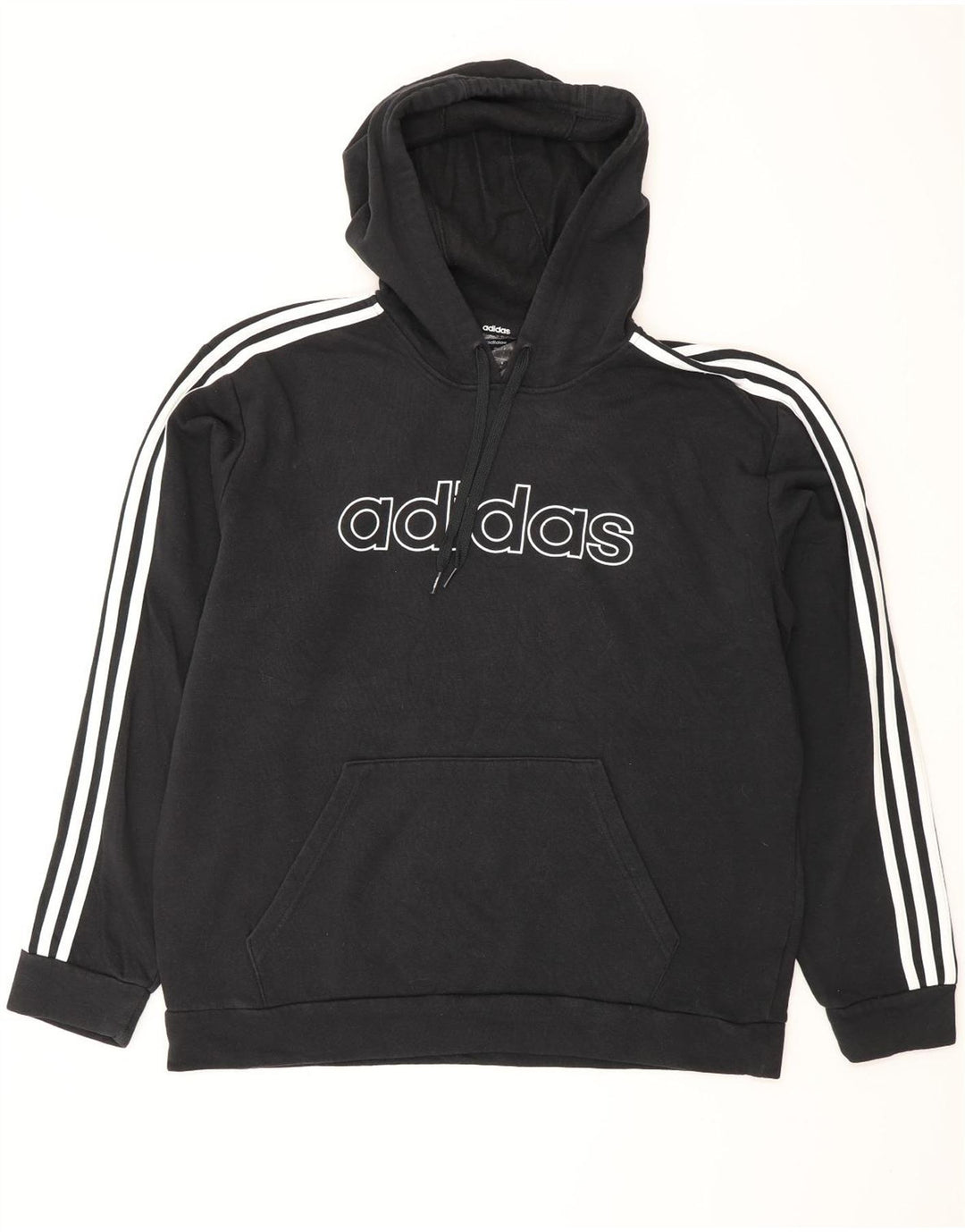 ADIDAS Mens Graphic Hoodie Jumper Large Black Cotton