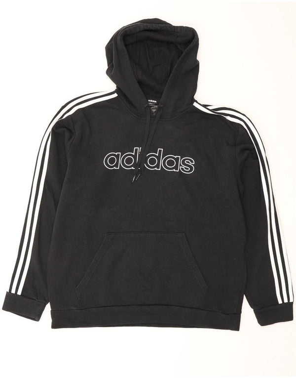 ADIDAS Mens Graphic Hoodie Jumper Large Black Cotton